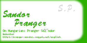 sandor pranger business card